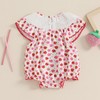 baorji Baby Girl Strawberry Outfit Strawberry Print Smocked Romper Short