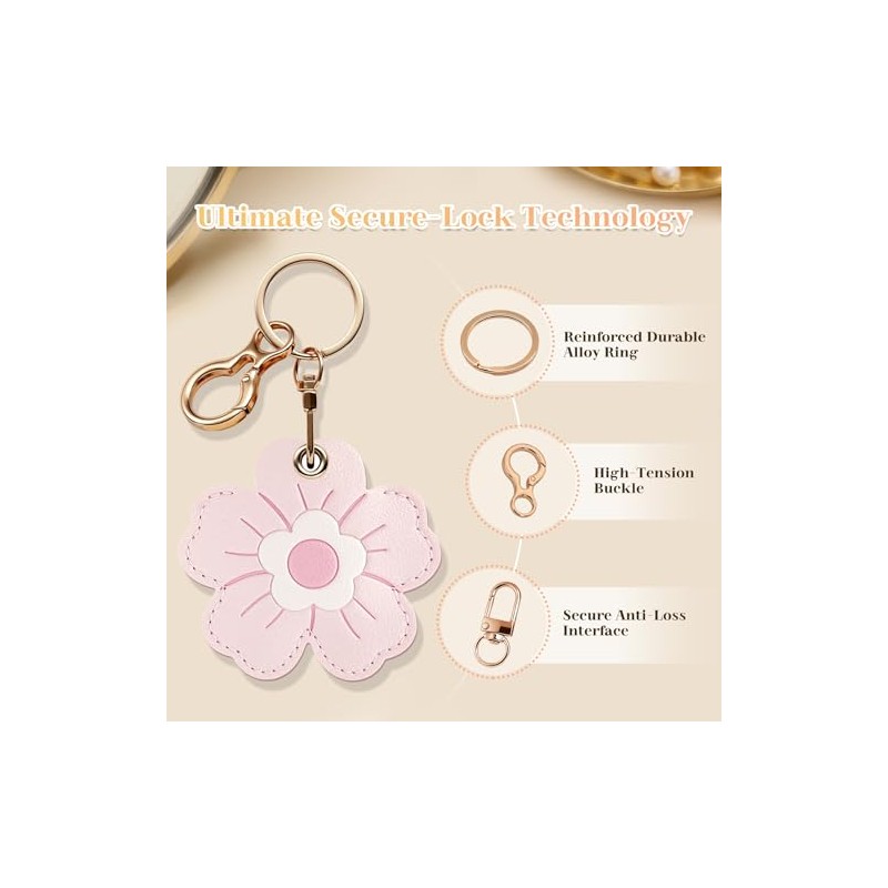 Floral Leather Keychain Holder for AirTag - 4 Pack