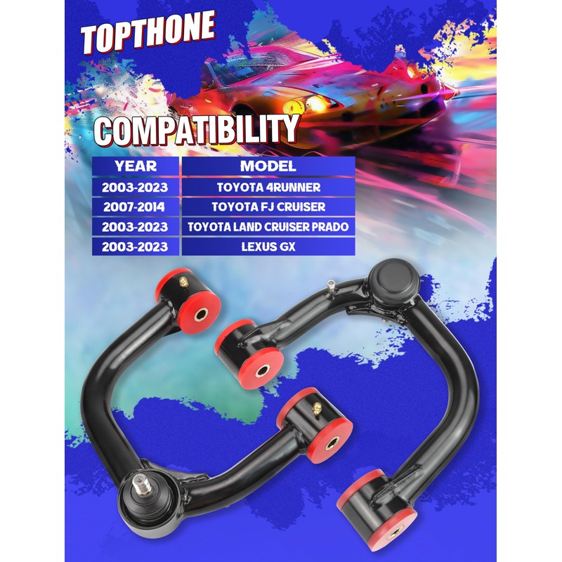 Front Upper Control Arms for 2007-2014 Toyota FJ Cruiser, 2003-2023