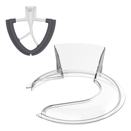 Pouring Shield for KitchenAid 4.5-5QT Mixer Bowl (Stainless Steel, Glass, Ceramic) and Flex Edge Beater for Kitchenaid Mixer, 4.5-5 QT Tilt-Head for Kitchenaid Mixer Attachments by FOCOLLK