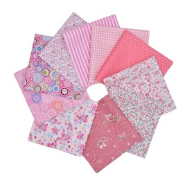 RayLineDo 10pcs 12 x 12 inches (30cmx30cm) Print Pink Series Fabric Bundle Squares Patchwork DIY Sewing Scrapbooking Quilting Pattern Artcraft Collection B