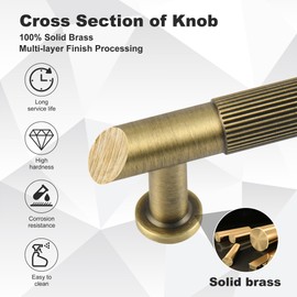 SALISENG Antique Brass Cabinet Pulls, 6-3/10 Inch Solid Brass Dresser Drawer Handles, Modern Furniture Hardware Door Pulls for Cupborard Wardrobe Closet Vanity