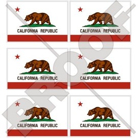 California Californian State Bear Flag USA America 1.6" (40mm) Vinyl Bumper-Helmet Stickers, Decals x6