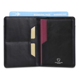 Vaultskin Kensington Passport and Vaccine Card Holder for Travel with RFID Blocking, Leather Card Case Cover for Men and Women (Black)