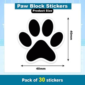 Pack of 30 Paw Vinyl Stickers (40mm) Waterproof Labels for Fridge, Car, Laptop Packwith® #P3708