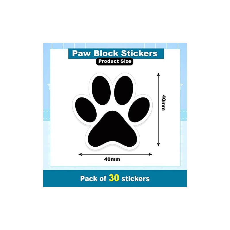 Pack of 30 Paw Vinyl Stickers (40mm) Waterproof Labels for