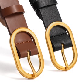XZQTIVE 3 Pack Plus Size Women's Leather Belts for Jeans Pants Dress Fashion Gold Buckle Ladies Waist Belt