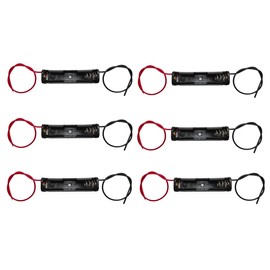 WAYLLSHINE 6PCS 1 x 1.5V AAA Battery Spring Clip Black Plastic 1 x 1.5V AAA Battery Case Holder Box Black Red Wire Leads