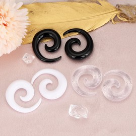 YOFANST 3 Pairs Acrylic Spiral Tapers Set Black Clear White Snail Ear Hanger Gauges 1/2"(12mm)