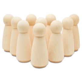Large Wooden Peg Dolls 5-1/2 inch, Mom/Angel Shape Peg People, Pack of 2 Birch Unfinished Wood Figurines to Paint, by Woodpeckers