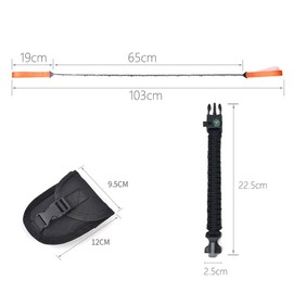 24" Teeth Pocket Chainsaw with Cutting Blade 3X Faster 10 Serrated Folding Hand Saw Chain for Tree Wood Cutting Outdoor Hiking Camping Survival Gear with Bonus Paracord Bracelet and Carrying Pouch