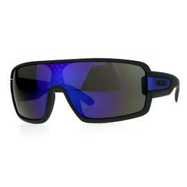 Mens Kush Robotic Shield Color Mirror Plastic Oversize Sunglasses Blue