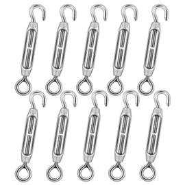 DIYLAND M4 Rope Tensioner Stainless Steel Hook and Eye Turnbuckle Wire Rope Tensioner Adjustable Wire Tensioner for Wire Mesh Fence, Steel Cable with Eyelets, Curtain Rope and Rope Tension Awning Pack