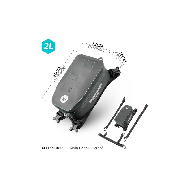 Motorcycle Tank Bag Waterproof 2L Motorcycle Front Pocket with Removable