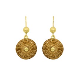 Gold-Plated Mandala Earrings 2 cm Made of Golden Grass with Dot