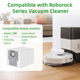 Buinblu 15 Pack Dust Bags Replacement for Roborock Saros 10R/P10/P10S Pro/Qrevo/Qrevo MaxV/Qmove MaxV/G20S/V20 Robot Vacuum Cleaner, 3.0L Large Capacity Disposable Bags