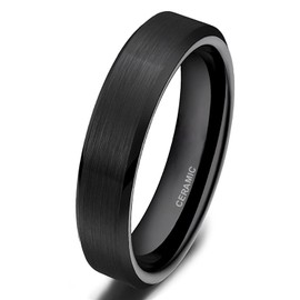 SOMEN TUNGSTEN 4mm 6mm 8mm Black Ceramic Ring Brushed Comfort Fit Wedding Band Size 4-15