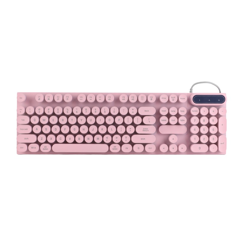 Gaming Keyboard USB Round 104 Keycaps Backlit Ergonomic Fodable Feet