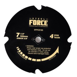 Steel Force CRPCD185 7-1/4" 4 Teeth Polycrystalline Diamond-Tipped PCD Hardie Blade for Fiber Cement and Laminate Flooring
