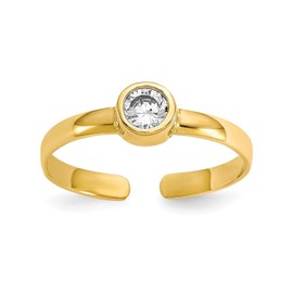 Jewelry Affairs 10K Yellow Real Solid Gold CZ Stone Toe Ring