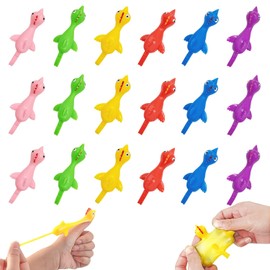 Cuackamily 18 Pieces Slingshot Chicken, Stretch Flying Chickens Snips Toy, Funny Finger Stretchy Rubber Chicken Slingshot Toy, Office Pranks Birthday Party Toy for Children and Adults