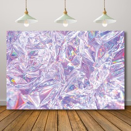 Rcoaror Holographic Iridescent Backdrop for Photography Gradient Purple Galaxy Moon Birthday Photo Background Abstract Diamond Photoshoot Studio Wedding Selfie 80s 90s Banner 71X47inch