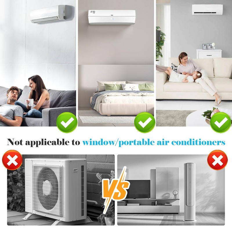 2 white universal remote controls for air conditioners, compatible with