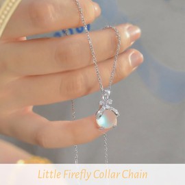 COYUN Regenbogen Mondstein Edelstein Anhänger oval, Ketten für Damen, Halskette Damen Anhänger Rund mit Mondstein, Halskette Mondstein Schmuck, Halskette Damen Silber Geschenk für Damen