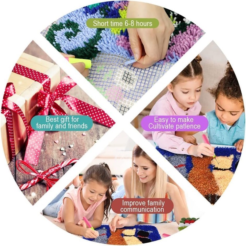 Raixleb Latch Hook Kits Rug Pattern Printed 20" X 20"
