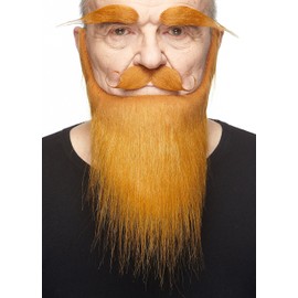 Mustaches Self Adhesive Medieval King Fake Mustache Beard and Eyebrows, Novelty, False Facial Hair, Costume Accessory for Adults, Ginger Color
