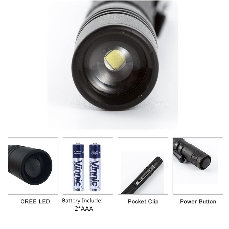 COSMOING LED Pen Flashlight, Zoomable 3 Modes Pen Light Flashlight