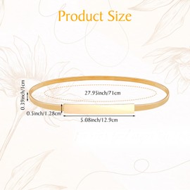 Sorcristy Gold Skinny Metal Belt for Women, Stretch Waistband with Rectangle Buckle, Thin Belts for Women Dresses and Formal Wear