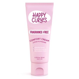 HAPPY CURVES Comfort Cream Deodorant for Women: Aluminum-Free Lotion to Powder for Private Parts, Under Breast, & Body - Anti Chafing Cream 2.25 oz. (1 Pack, Fragrance-Free)