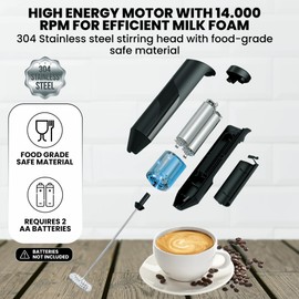 Handheld Milk Frother Wand - Electric Whisk Frother for Coffee Battery Operated - Drink Stirrer Electric Frothers Handheld - Drink Mixer - Coffee Mixer Wand