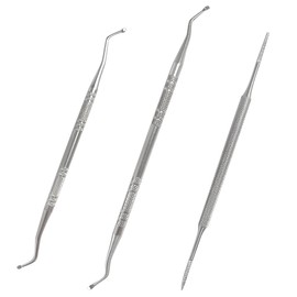 3PCS Stainless Steel Ingrown Toenail Tool Set – Double Ended Cuticle Set and Metal Nail File for Toenail Care, Podiatrist Preferred Kit for Removing Debris and Cleaning Nail Grooves