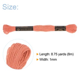 HARFINGTON 12 Madejas de Hilo de Bordar de 8m Cada una, Hechas de Algodón Egipcio de Fibra Larga para Proyectos de Bordado, Pulseras, Color Albaricoque