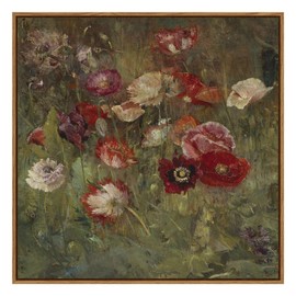 InSimSea Square Framed Canvas Wall Art, Classical Floral Scenic Paintings Wall Decor, Desk Decor, Rustic Flowers Wall Art Prints for Living Room Bedroom Bathroom, Office Home 16"x16"