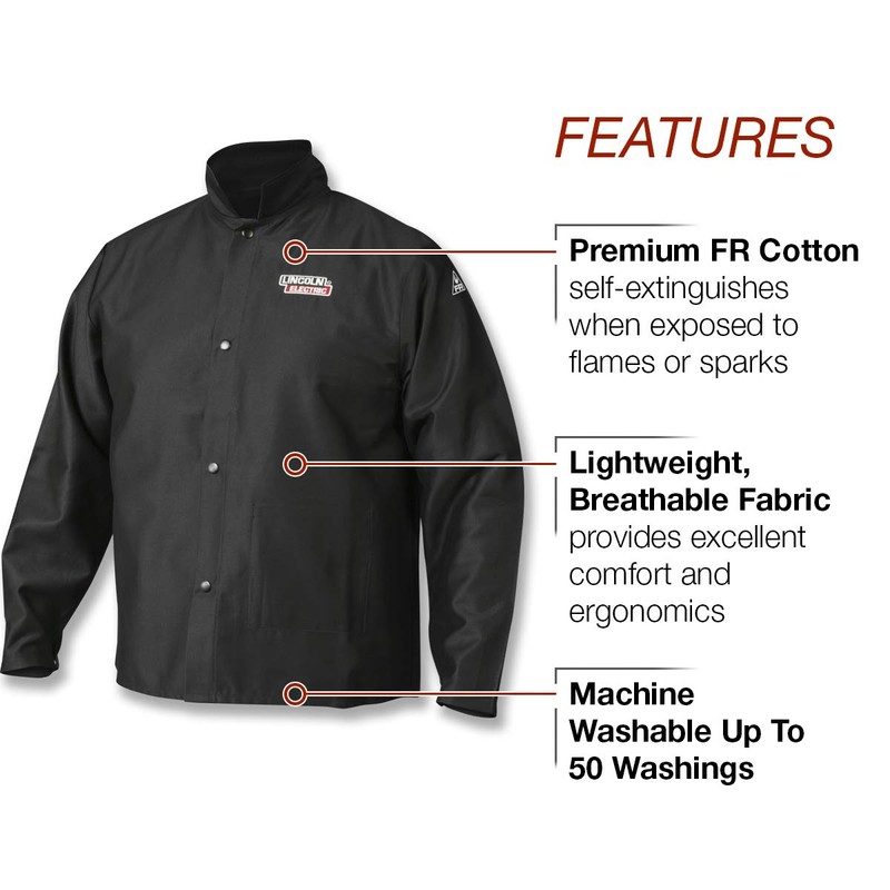 Lincoln Electric unisex adult Traditional FR Cloth Jacket, Black, X-Large