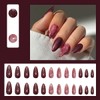 24Pcs French Press on Nails Medium Almond Fake Nails with
