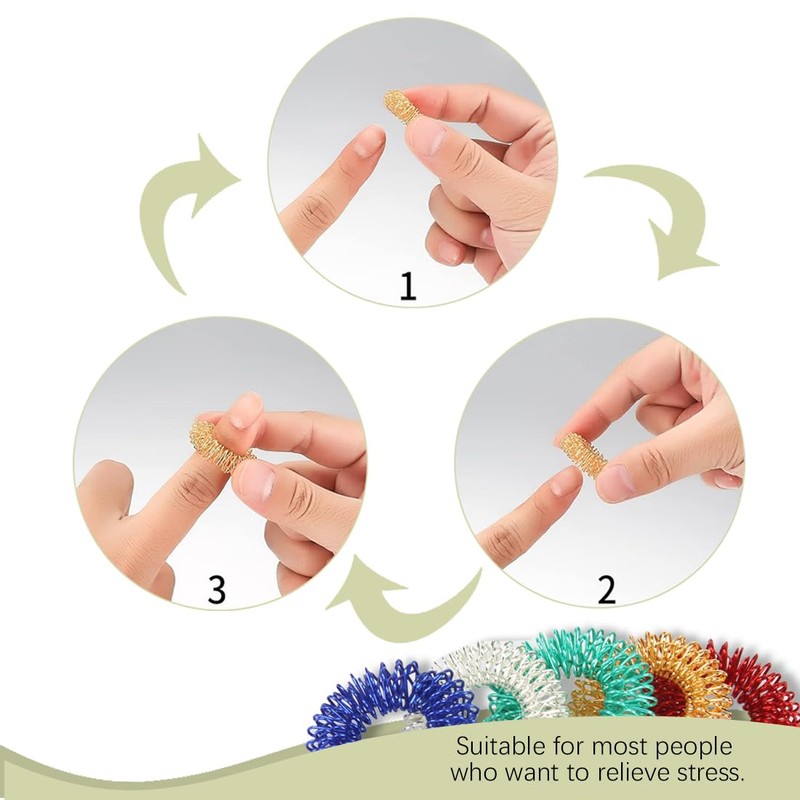 HNJUSR 12 Piece Acupressure Ring Set, Massage Rings for Fingers,