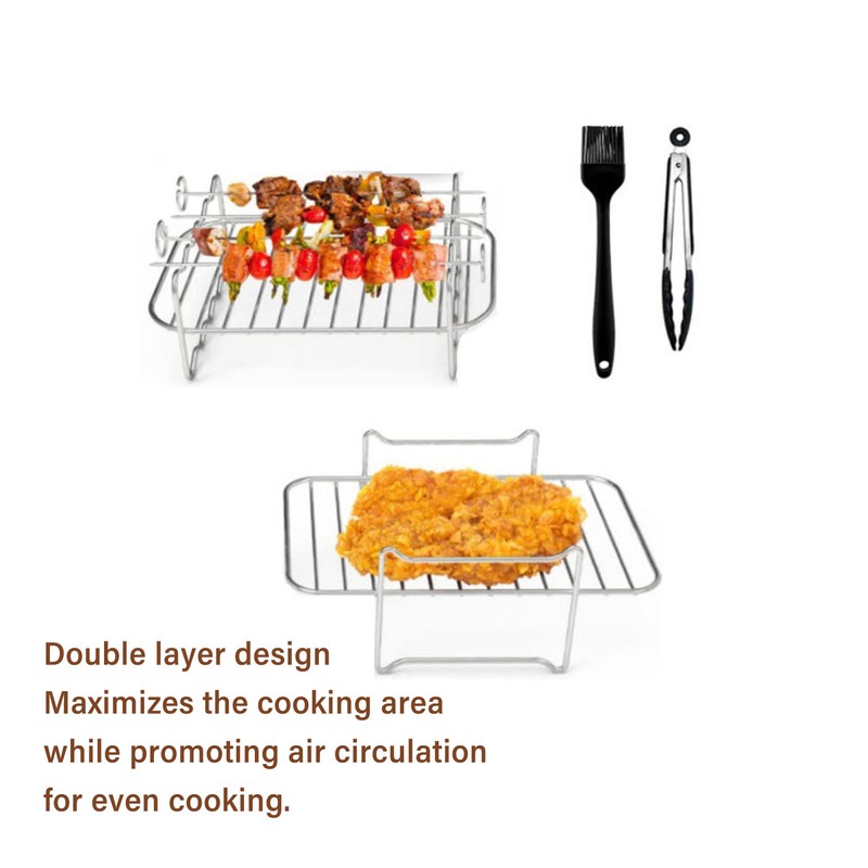 Double Layer Baking Grill Stainless Steel Dishwasher Safe Heat Evenly