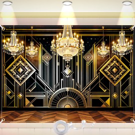 7 x 5 Ft Great Gatsby Backdrop, 1920s Gatsby Party Decorations