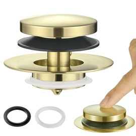Washever Universal Bathtub Stopper, Pop Up Bath Tub Drain Stoppers, EZ Install Bathtub Drain Replacement Trim Kit, Replaces Lift and Turn, Tip-Toe and Trip Lever Drains for Tub(Brushed Gold)