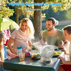 PORFRITOR Clip on Fan Rechargeable, 8-Inch Battery Operated Desk Fan, USB Fan, 5Speeds, Strong Airflow, Sturdy Clamp for Golf Cart Office Desk Outdoor Travel Camping Tent Gym Treadmill,White