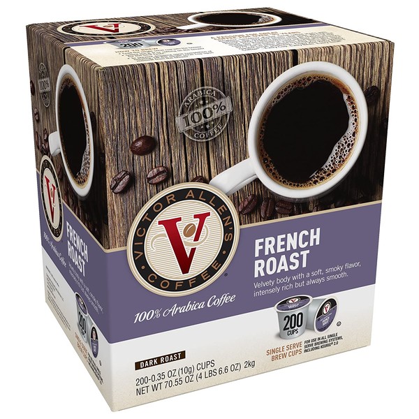 Victor Allen Coffee, French Roast Single Serve K-cup, 200 Count