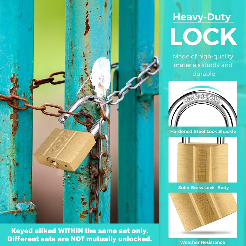 KAWAHA 81/40-2P Brass Keyed Padlock (Keyed Alike, Waterproof, Solid Brass