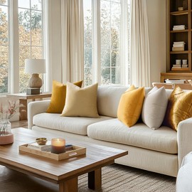 MIULEE Pack of 2 Mustard Yellow Pillow Covers 20x20 Inch Decorative Velvet Throw Pillow Covers Modern Soft Couch Throw Pillows Farmhouse Home Decor for Fall Sofa Bedroom Living Room