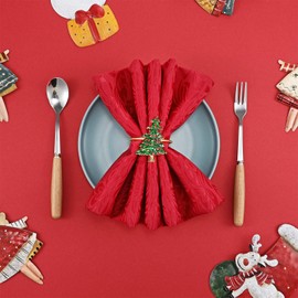 6 Pieces Christmas Napkin Rings Christmas Tree Napkin Rings Holders Set for Christmas Table Wedding Holiday Dinners Parties Decoration Accessories
