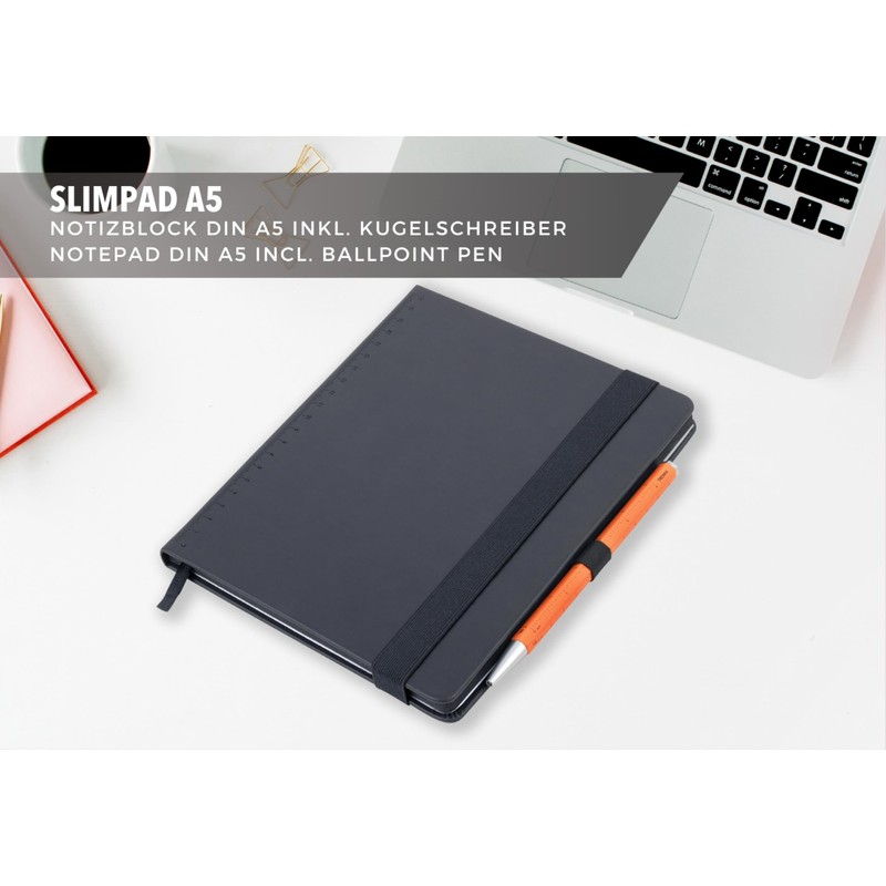 Troika Notepad Black DIN A5 Black Slim Pad with Ballpoint