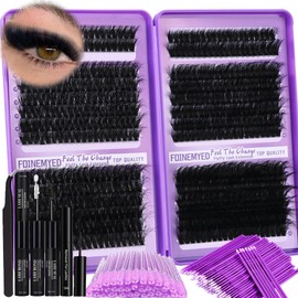 DIY Lash Extension Kit 560Pcs 180D+280D Thick Lash Clusters D Curly Wholesale Lash Bulk Kit 12-20MM Eyelashes Extension Set with Lash Bond&Seal Glue Remover Tweezers Lash Brush Micro Brush Applicator